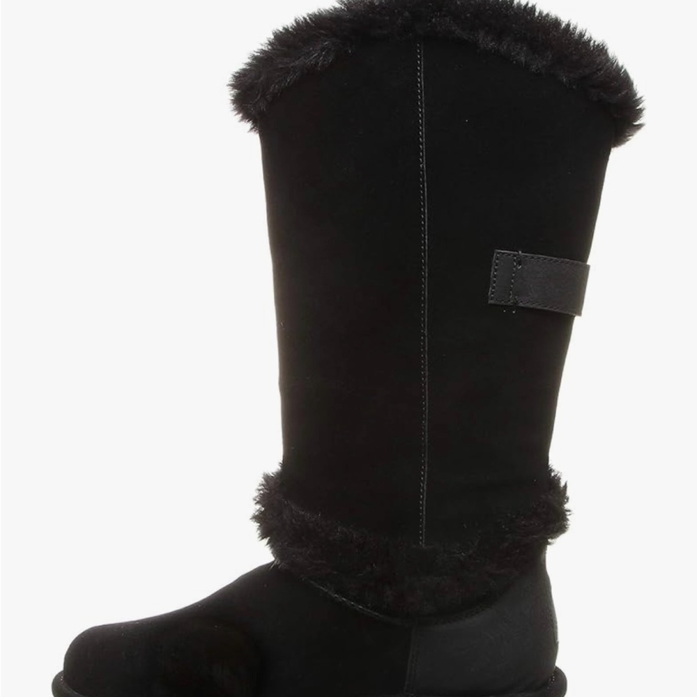 BearPaw Black Faux Fur Mid-Calf Winter Boots with Buckle Detail - Picture 2 of 7